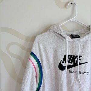 Nike Gray Hoodie with Multicolor Stripes